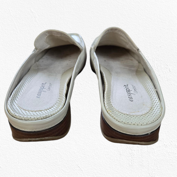 Y2K Easy Spirit Natural Beige Slip On Square Toe Classic Mule Loafer Size 9.5 - Picture 4 of 10
